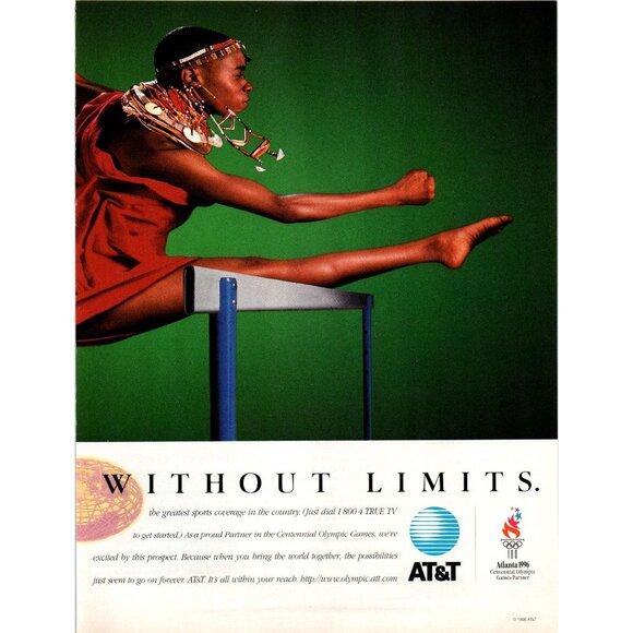 1996 AT&T DirecTV Centennial Olypics Games Atlanta 2 Page Vintage Print Ad Art - Picture 3 of 4